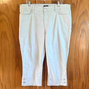 NYDJ Marilyn Crop Beige Jeans Size 18 Lift Tuck Technology Button Hem Capris